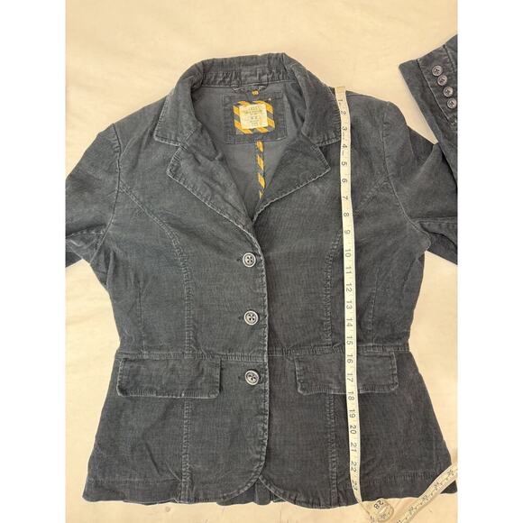Grunge Corduroy Blazer Cinched Waist Women's Size 12 Navy Blue Dark Academia - Picture 5 of 7